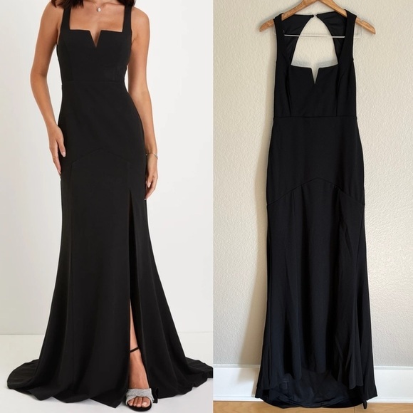 NWOT Everlasting Promise Black Notched Backless Mermaid Maxi Dress - Picture 1 of 8
